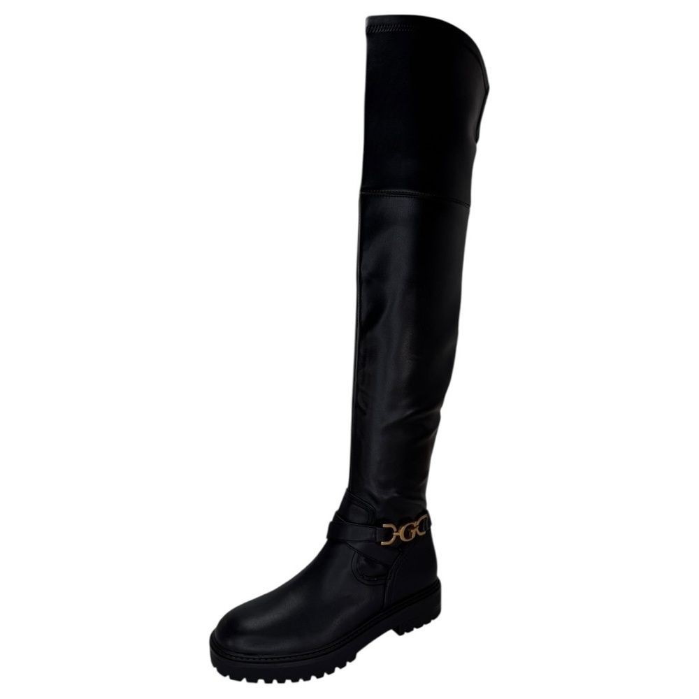Guess Jellio Black Faux Leather OTK Womens Boots Size 9M - Picture 2 of 12